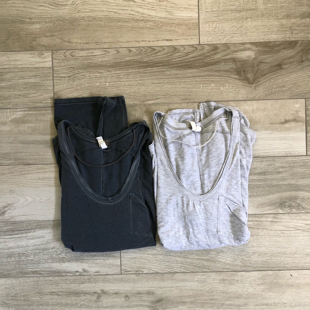 Two Free People Rising Sun Tee- Faded Black & Grey